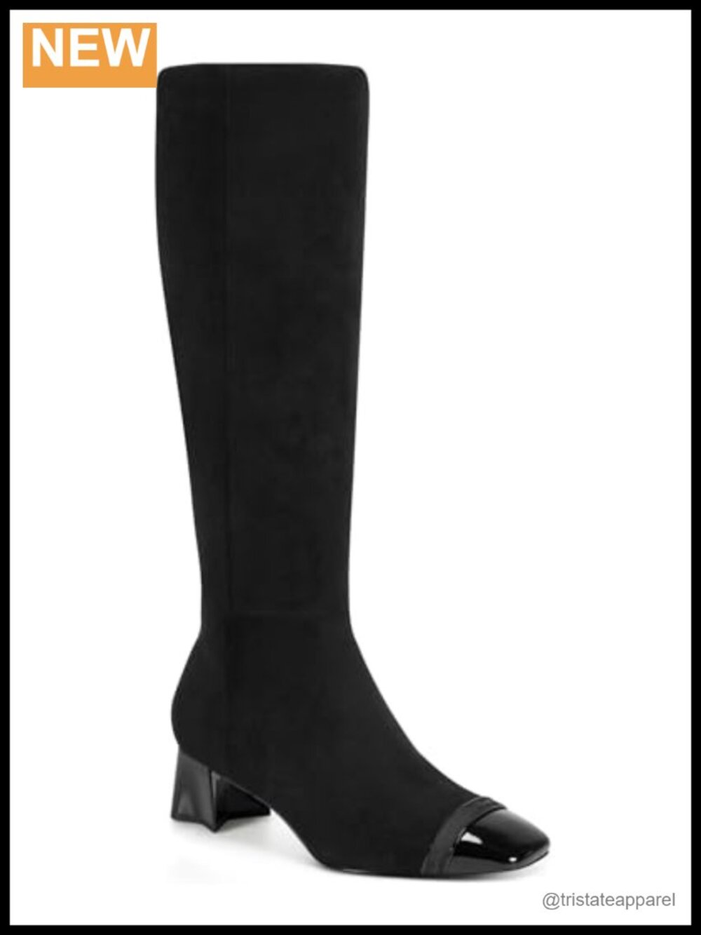 Women's Tall Knee High Heeled Boots Faux Leather Round Toe Block Heel Zip